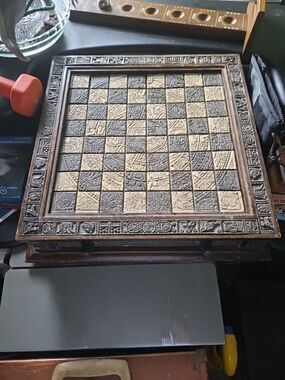 Aztec Mayan Chess Set Rare Collectible Antique Chess Board & Pieces